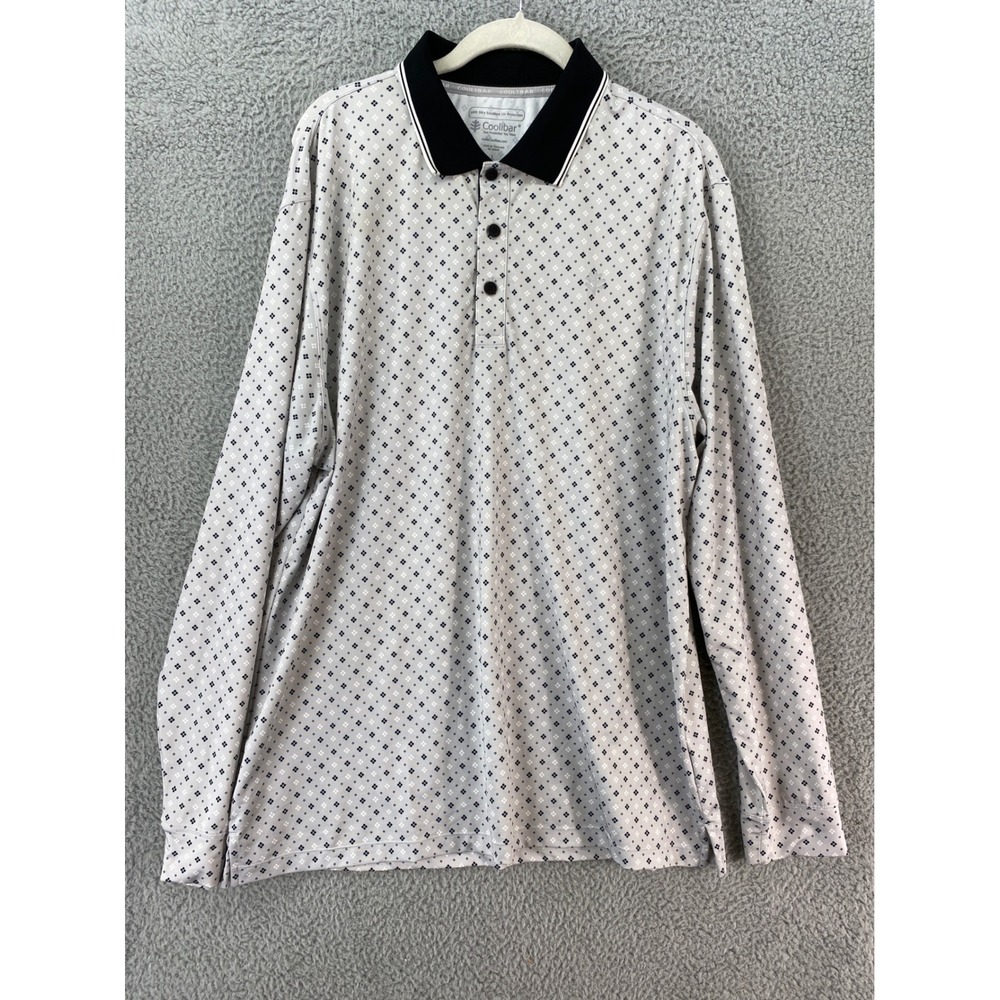 Coolibar‎ Golf Polo Mens Large Grey Diamond UPF 50+ Excellent Sun Protection